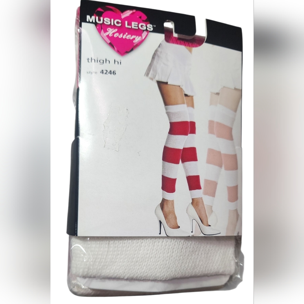Music Legs Dark Pink And White Thigh High Leg Warmers